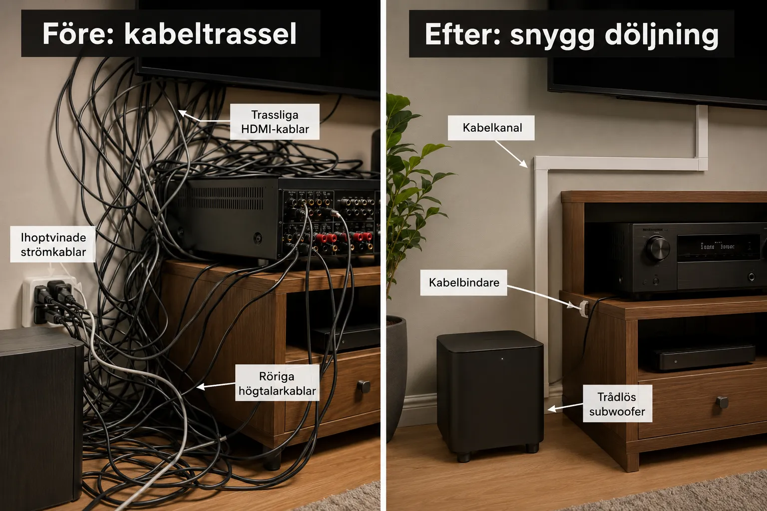 Snygg döljning av sladdar: Estetiska lösningar för hemmabions kabeltrassel 2 Kan man dra kablar genom väggen istället för kabelkanaler?