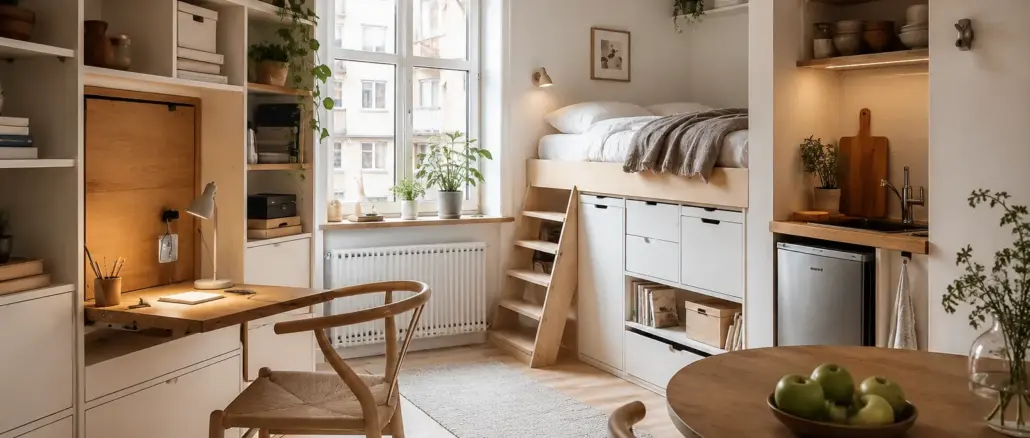 Mikroliv på 18 kvadrat: Smart förvaring och funktioner för compact living