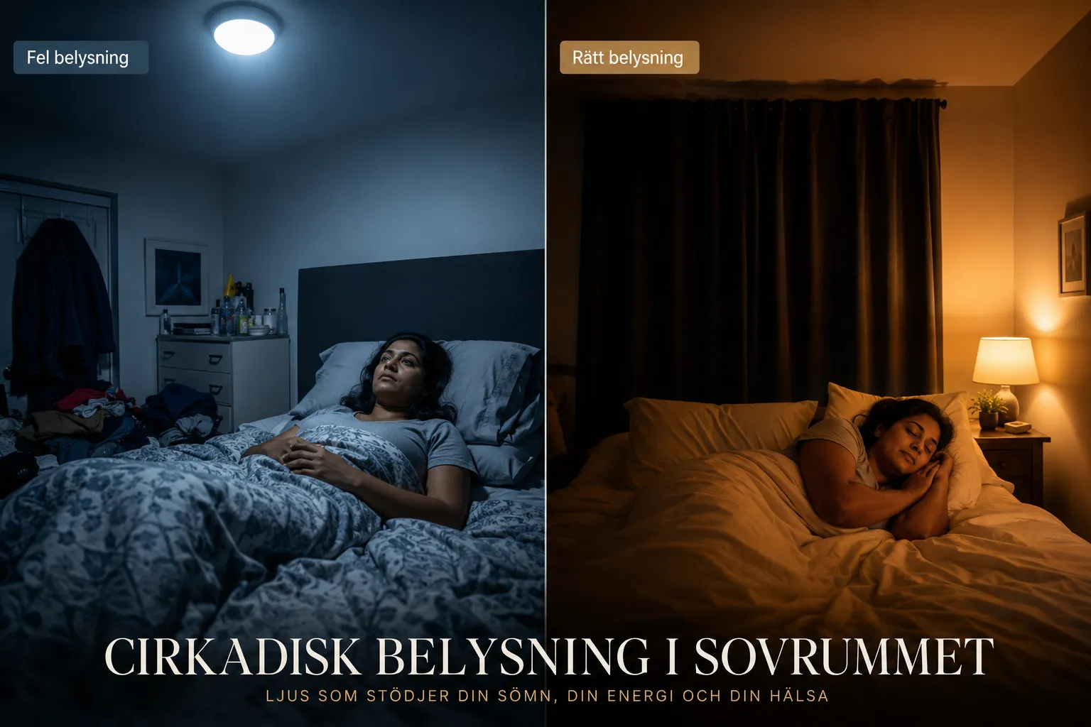 Cirkadisk belysning i sovrummet: Så optimerar du ljuset för bättre sömn 2 Skillnad mellan vanliga lampor och cirkadisk belysning