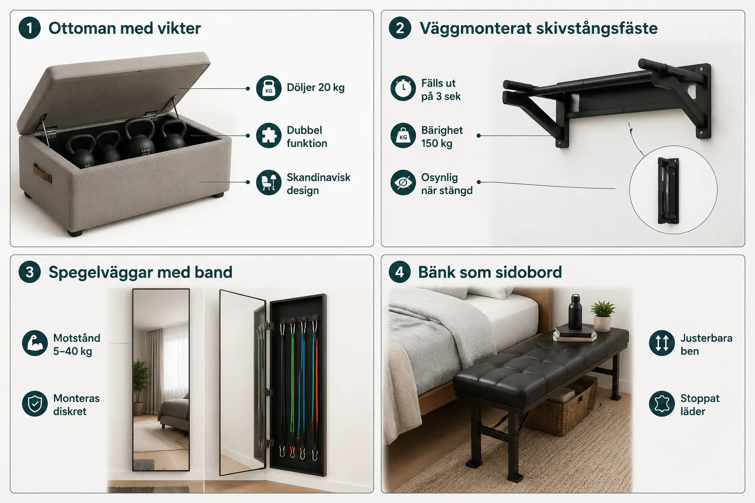 Träningsredskap som göms i inredningen: Skapa ett osynligt hemmagym 1 Vad är dolt träningsredskap och hur fungerar det