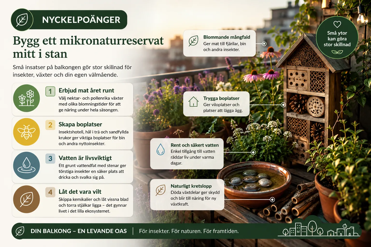 Insektsingång på balkongen: Bygg ett mikronaturreservat mitt i stan 1 Vad är ett mikronaturreservat och hur bygger du ett på balkongen